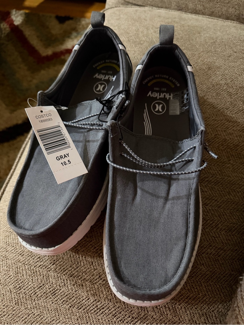Hurley Men’s Gray Canvas Slip-On Loafers